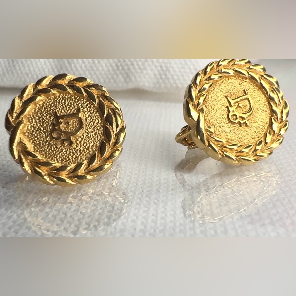 NWT CHRISTIAN DIOR Vintage Logo Clip-on Earrings Signed Authentic